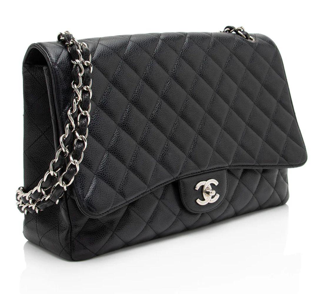 Chanel Caviar Leather Classic Maxi Single Flap Bag ricondizionato - Reebelo Italia